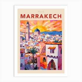 Marrakech Morocco 5 Fauvist Travel Poster Art Print