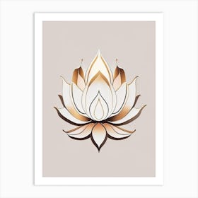 Sacred Lotus Retro Minimal 1 Art Print