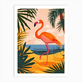 Greater Flamingo Camargue Provence France Tropical Illustration 3 Art Print