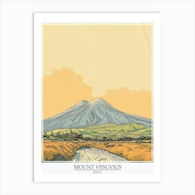 Mount Vesuvius Italy Color Line Drawing 7 Poster Art Print