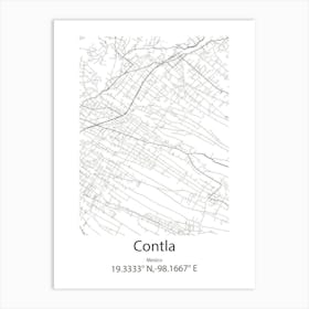 Contla,Mexico Minimalist Map Art Print