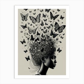 Butterfly In The Head Art Print