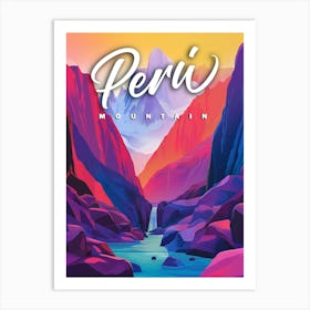 Vibrant Peru Mountain: A Contemporary Travel Poster Art Print