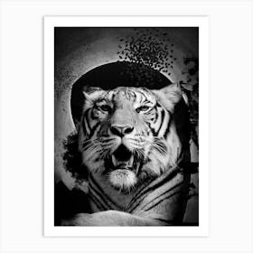 Black And White Abstract Background With Tiger Art Print