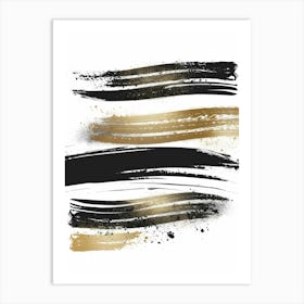 Gold And Black Brush Strokes 2 Art Print
