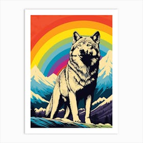 Tundra Wolf Retro Film Colourful 3 Art Print