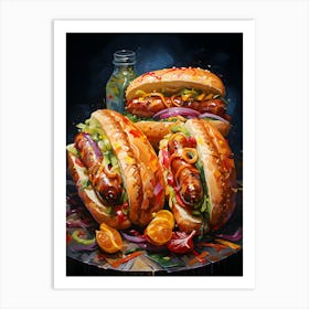 Modern Hotdog Art Creative Culinary Delights Art Print