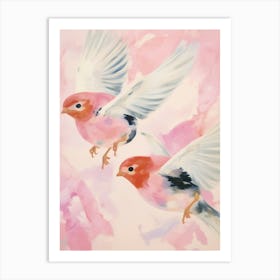 Pink Ethereal Bird Painting Robin 1 Art Print