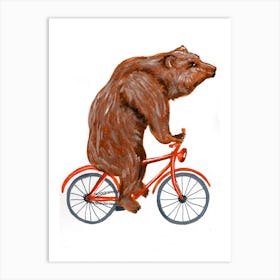 Bear On Bicycle Art Print