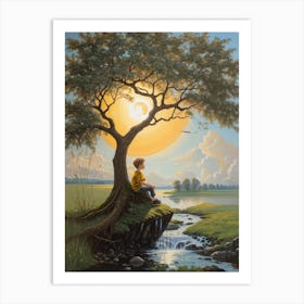 Boy Under The Tree Art Print