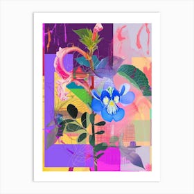 Bluebonnet 7 Neon Flower Collage Art Print