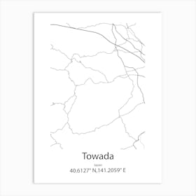 Towada,Japan Minimalist Map Art Print