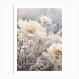 Frosty Botanical Peony 2 Art Print