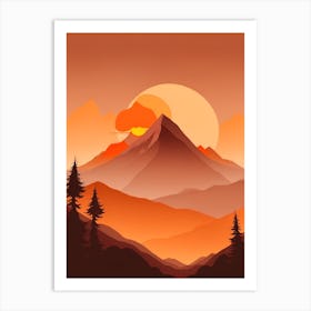 Misty Mountains Vertical Background In Orange Tone 4 Art Print