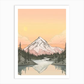 Mount Washington Usa Color Line Drawing (1) Art Print