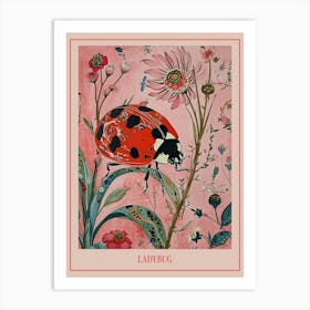 Floral Animal Painting Ladybug 1 Poster Art Print