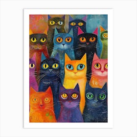 Beautiful Painting Funky Cats 19 Art Print