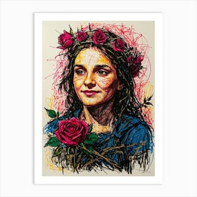 Girl With Roses 1 Art Print