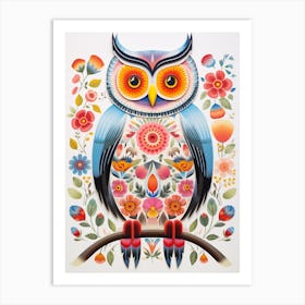 Scandinavian Bird Illustration Great Horned Owl 2 Art Print