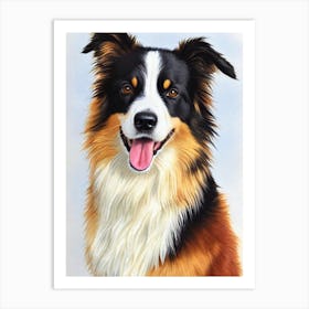 Border Collie 2 Watercolour Dog Art Print