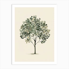 Boxwood Tree Minimal Japandi Illustration 1 Art Print