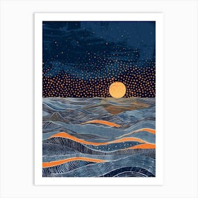 Moon Over The Ocean 2 Art Print