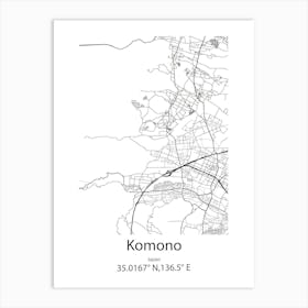 Komono,Japan Minimalist Map Art Print