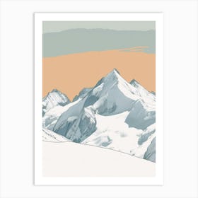 Grossglockner Austria Color Line Drawing (5) Art Print