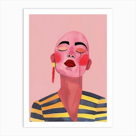 Woman With A Pink Face Art Print