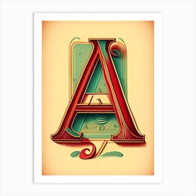 A, Letter, Alphabet Vintage Sketch 3 Art Print