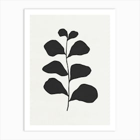 Minimalist Black Leaf 06 Art Print