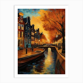 Wall painting print, Amsterdam, Netherlands, landscape art, Van Gogh style, fine art..237 Art Print