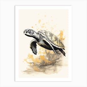 Watercolour Sepia Sea Turtle Art Print