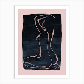Pink Lady Nude Line A Art Print
