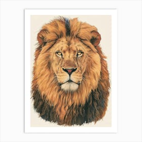 African Lion Portrait Close Up Clipart 4 Art Print