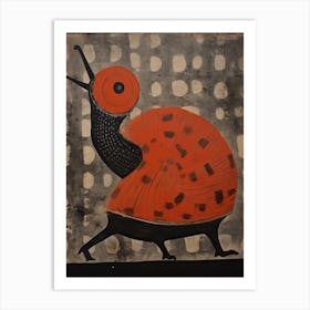 Snail, Woodblock Animal Drawing 4 Art Print