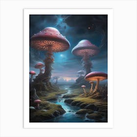 Mushrooms In The Sky Art Print