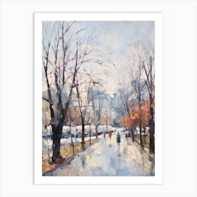 Winter City Park Painting Parc De La Tete D Or Lyon France 3 Art Print