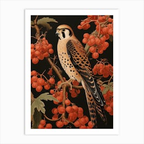 Dark And Moody Botanical American Kestrel 2 Art Print