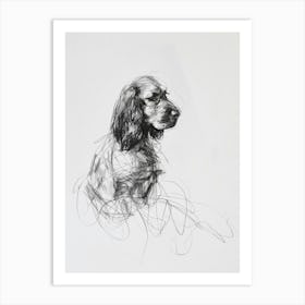 English Cocker Spaniel Dog Charcoal Line 1 Art Print