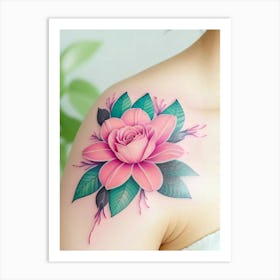 Pink Rose Tattoo Art Print