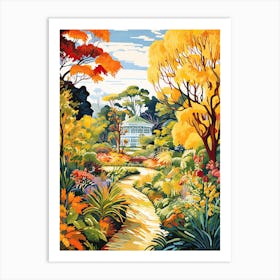 Huntington Library, Art Collections, And Botanical Gardens, Usa In Autumn Fall Illustration 1 Art Print