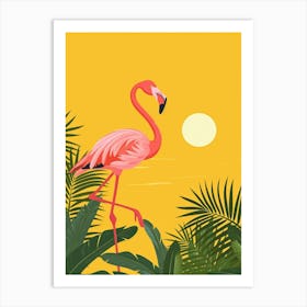 Greater Flamingo Caribbean Islands Tropical Illustration 3 Art Print