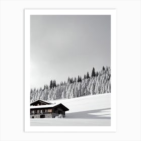 Madonna Di Campiglio, Italy Black And White Skiing Poster Art Print