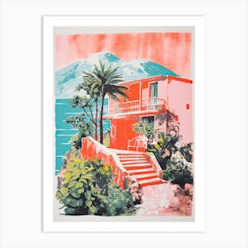 A House In Capri, Abstract Risograph Style 1 Art Print