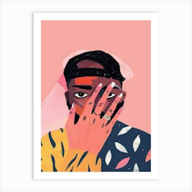 Man Covering His Face Art Print