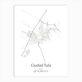 Ciudad Tula,Mexico Minimalist Map Art Print