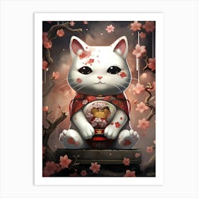 Maneki Neko Lucky Cat Japanese 6 Art Print