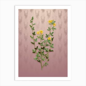 Vintage Yellow Jasmine Flowers Botanical on Dusty Pink Pattern Art Print