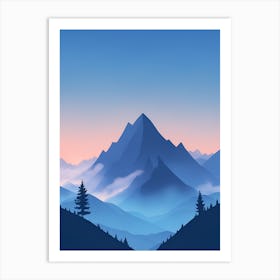 Misty Mountains Vertical Composition In Blue Tone 207 Art Print